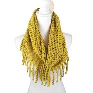 LIB Magic Scarf Mustard‎ yellow Infinity Fringe Neck New York Boho Festival